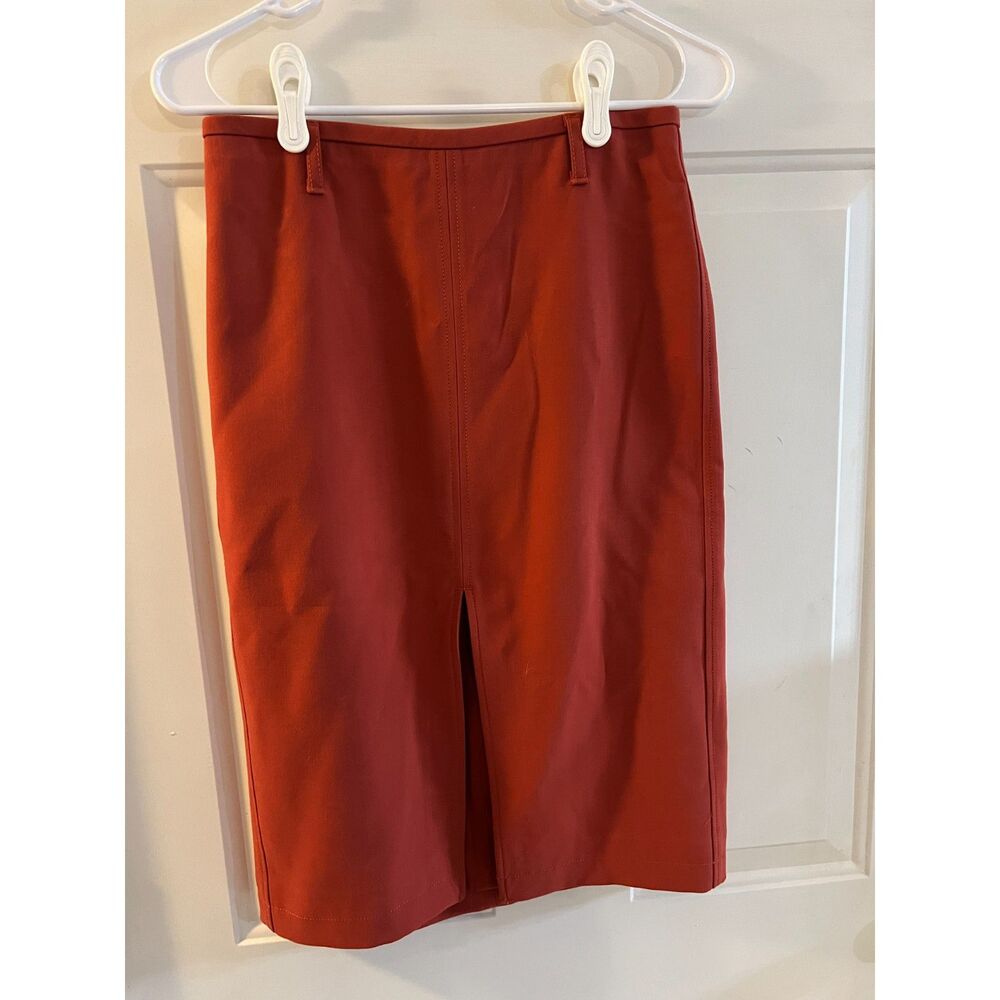 J.Crew Red Orange Knee Length Pencil Skirt Slit Office Work Womens Size 4P Fall